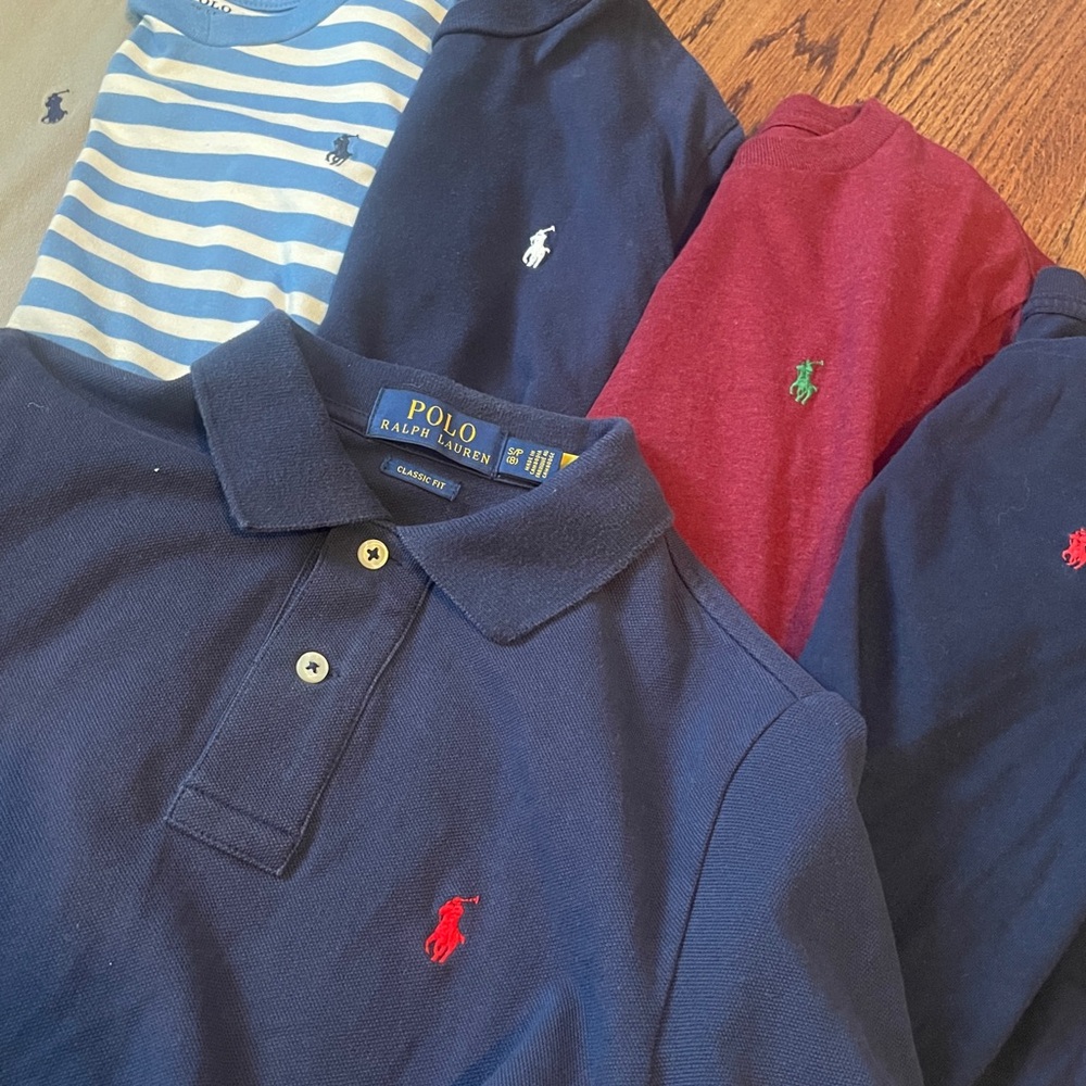 Lot of Kids Polo Shirts - Navy, Burgundy, Gray, Blue size small